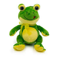 Vidám plüss béka masnival, 20 cm plüssfigura