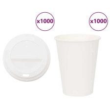 vidaXL 1000 db papír kávéscsészék fedővel 12oz 300ml party kellék