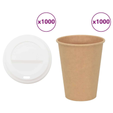 vidaXL 1000 db papír kávéscsészék fedővel 12oz 300ml party kellék
