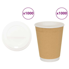 vidaXL 1000 db papír kávéscsészék fedővel 12oz 300ml party kellék