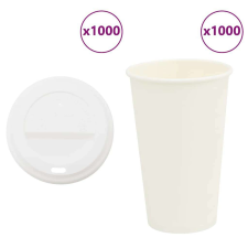 vidaXL 1000 db papír kávéscsészék fedővel 16oz 400ml party kellék