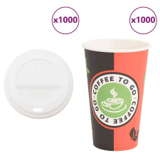vidaXL 1000 db papír kávéscsészék fedővel 16oz 400ml party kellék