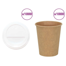 vidaXL 1000 db papír kávéscsészék fedővel 8oz 200ml party kellék