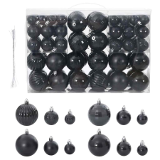 vidaXL 100 db fekete karácsonyi gömb Ø3/4/6 cm karácsonyfadísz