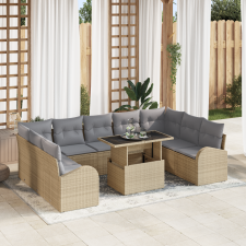 vidaXL 10 darabos Kert Sofa Szett Párnákkal Bézs Polyrattan kerti bútor