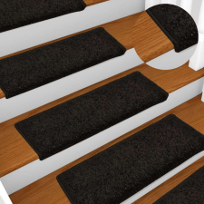 vidaXL 10 db fekete lépcsőszőnyeg 65 x 21 x 4 cm lakástextília