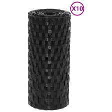 vidaXL 10 db fekete polyrattan erkélyparaván 255 x 19 cm kerti bútor
