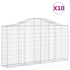 vidaXL 10 db íves horganyzott vas gabion kosár 200x30x100/120 cm (3145438) kerti tárolás