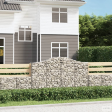 vidaXL 10 db íves horganyzott vas gabion kosár 200x30x120/140 cm kerti tárolás