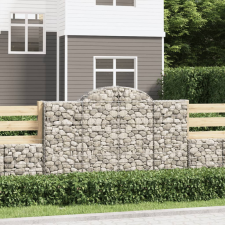 vidaXL 10 db íves horganyzott vas gabion kosár 200x50x120/140 cm kerti tárolás