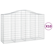 vidaXL 10 db íves horganyzott vas gabion kosár 200x50x120/140 cm (3145669) kerti tárolás