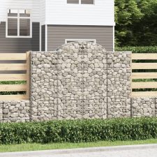 vidaXL 10 db íves horganyzott vas gabion kosár 200x50x160/180 cm kerti dekoráció