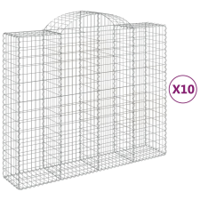 vidaXL 10 db íves horganyzott vas gabion kosár 200x50x160/180 cm (3146391) kerti tárolás