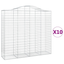 vidaXL 10 db íves horganyzott vas gabion kosár 200x50x180/200 cm (3145732) kerti tárolás