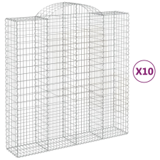 vidaXL 10 db íves horganyzott vas gabion kosár 200x50x200/220 cm (3146433) kerti tárolás