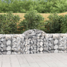 vidaXL 10 db íves horganyzott vas gabion kosár 200x50x80/100 cm kerti dekoráció