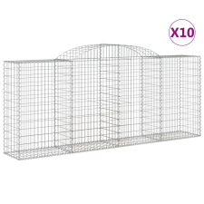 vidaXL 10 db íves horganyzott vas gabion kosár 300x50x120/140 cm (3146727) kerti tárolás
