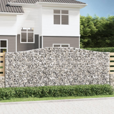 vidaXL 10 db íves horganyzott vas gabion kosár 400x30x160/180 cm kerti dekoráció