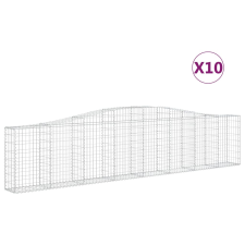 vidaXL 10 db íves horganyzott vas gabion kosár 400x30x80/100 cm (3145821) kerti tárolás