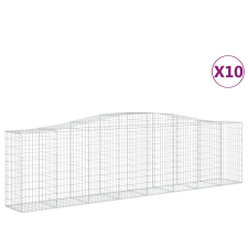 vidaXL 10 db íves horganyzott vas gabion kosár 400x50x100/120 cm (3145964) kerti tárolás