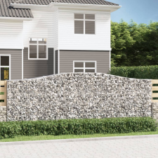 vidaXL 10 db íves horganyzott vas gabion kosár 400x50x140/160 cm kerti dekoráció