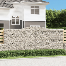 vidaXL 10 db íves horganyzott vas gabion kosár 400x50x160/180 cm kerti dekoráció