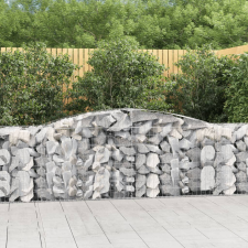 vidaXL 10 db íves horganyzott vas gabion kosár 400x50x80/100 cm kerti dekoráció