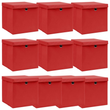 vidaXL 10 db piros szövet tárolódoboz fedéllel 32 x 32 x 32 cm bútor