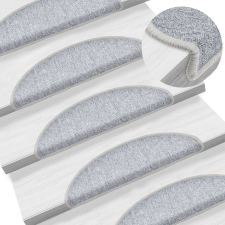 vidaXL 10 db világosszürke lépcsőszőnyeg 56x17x3 cm lakástextília