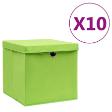 vidaXL 10 db zöld fedeles tárolódoboz 28 x 28 x 28 cm bútor