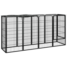 vidaXL 10-paneles fekete porszórt acél kutyakennel 50 x 100 cm szállítóbox, fekhely kutyáknak