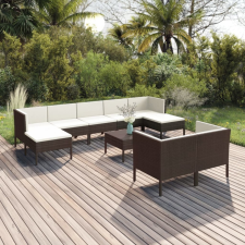 vidaXL 10 részes barna polyrattan kerti ülőgarnitúra párnákkal kerti bútor
