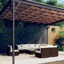 vidaXL 10-részes barna polyrattan kerti ülőgarnitúra párnákkal kerti bútor