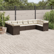 vidaXL 10 részes barna polyrattan kerti ülőgarnitúra párnákkal kerti bútor