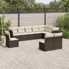 vidaXL 10 részes barna polyrattan kerti ülőgarnitúra párnákkal kerti bútor