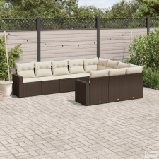 vidaXL 10 részes barna polyrattan kerti ülőgarnitúra párnákkal kerti bútor