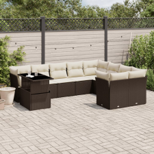 vidaXL 10 részes barna polyrattan kerti ülőgarnitúra párnákkal kerti bútor