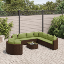 vidaXL 10 részes barna polyrattan kerti ülőgarnitúra párnákkal kerti bútor