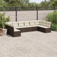 vidaXL 10 részes barna polyrattan kerti ülőgarnitúra párnákkal kerti bútor