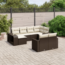 vidaXL 10 részes barna polyrattan kerti ülőgarnitúra párnákkal kerti bútor