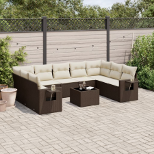vidaXL 10 részes barna polyrattan kerti ülőgarnitúra párnákkal kerti bútor