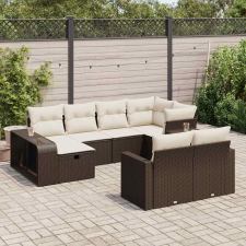 vidaXL 10 részes barna polyrattan kerti ülőgarnitúra párnákkal kerti bútor
