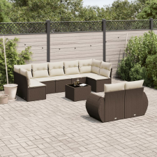vidaXL 10 részes barna polyrattan kerti ülőgarnitúra párnákkal kerti bútor