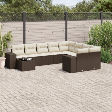 vidaXL 10 részes barna polyrattan kerti ülőgarnitúra párnákkal kerti bútor