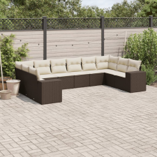 vidaXL 10 részes barna polyrattan kerti ülőgarnitúra párnákkal kerti bútor