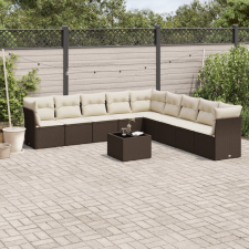 vidaXL 10 részes barna polyrattan kerti ülőgarnitúra párnákkal kerti bútor