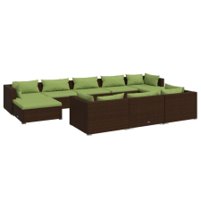 vidaXL 10 részes barna polyrattan kerti ülőgarnitúra párnákkal (3102044) kerti bútor