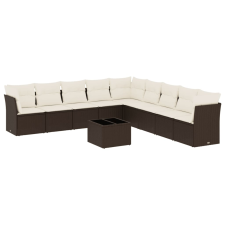 vidaXL 10 részes barna polyrattan kerti ülőgarnitúra párnákkal (3217793) kerti bútor