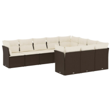 vidaXL 10 részes barna polyrattan kerti ülőgarnitúra párnákkal (3218223) kerti bútor