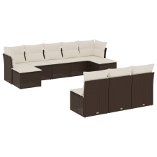 vidaXL 10 részes barna polyrattan kerti ülőgarnitúra párnákkal (3218293) kerti bútor